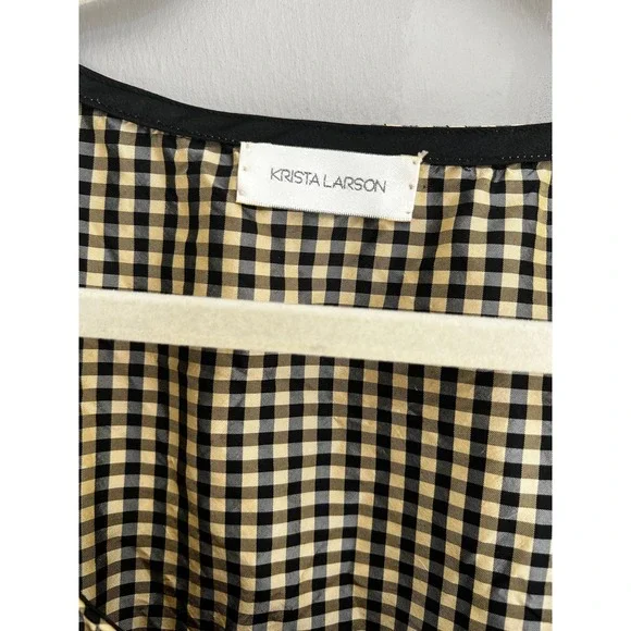 Krista Larson Gingham Silk Sleeveless Button Front Tunic‎ Tank Top Thanksgiving